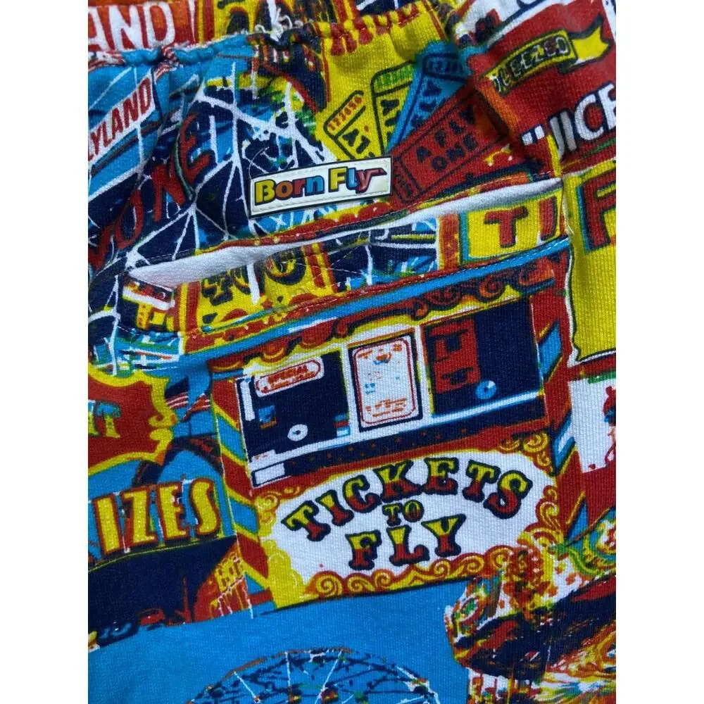 Men's Streetwear Born Fly Loopback Shorts XL 32x8 Drawstring Coney Island Fair - Picture 11 of 12